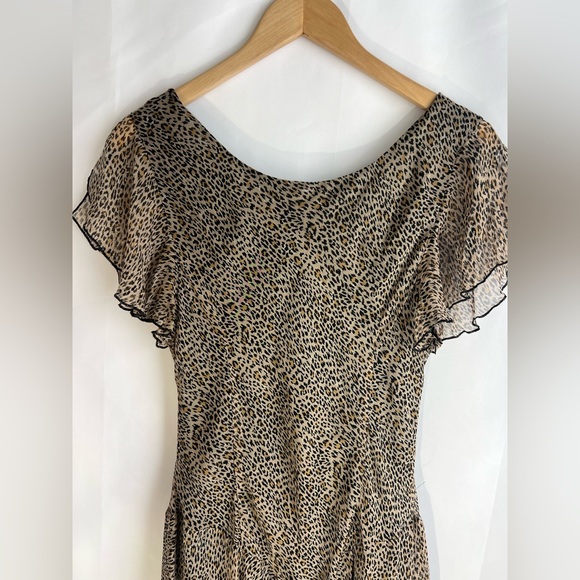 Women’s Vintage ROBBIE BEE Leopard Print 100% Silk Maxi Dress - Picture 6 of 7